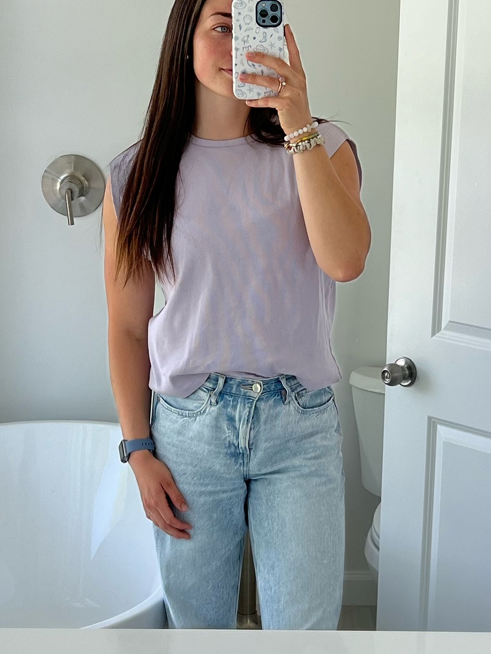 Lavender Ribbed Short Sleeve Shirt